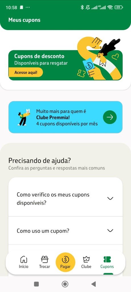 Cupons no Premmia